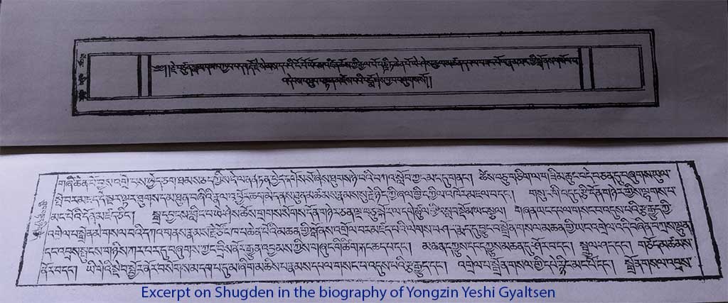 Excerpt on Shugden in the biography of Yongzin Yeshi Gyaltsen