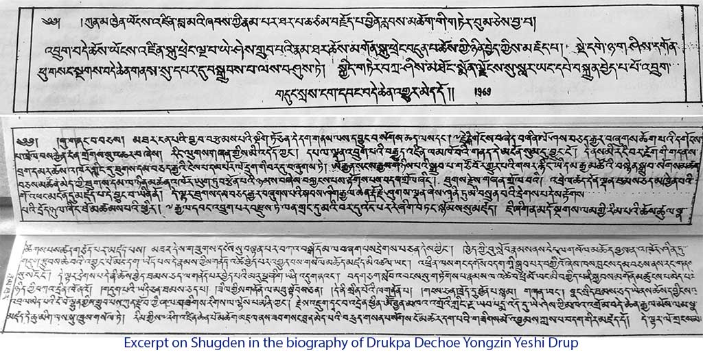 Excerpt on Shugden in the biography of Drukpa Dechoe Yongzin Yeshi Drup