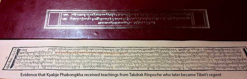 Evidence that Kyabje Phabongkha received teachings from Takdrak Rinpoche who later became Tibet’s regent